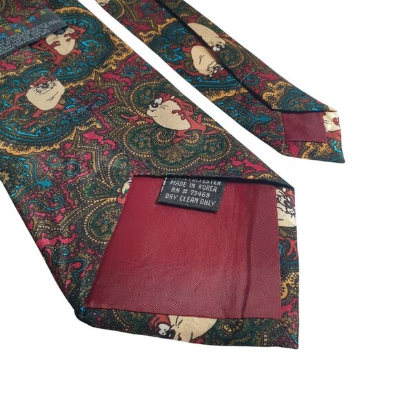 Vintage Looney Tunes Mania Taz Designer Necktie Floral Cartoon Collectable - Picture 5 of 5